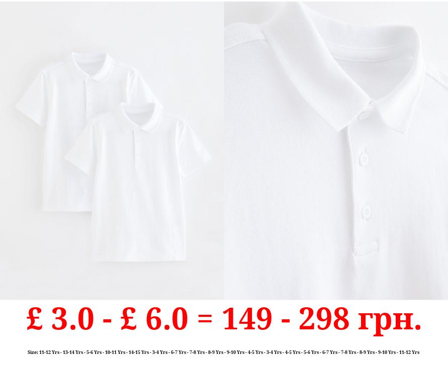 White Short Sleeve School Polo Shirts 2 Pack