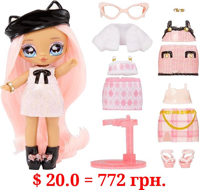 Na! Na! Na! Surprise Mini Ultimate Surprise Kitty Katwood 4" Mini Fashion Doll Kitty Inspired w/ 10 Mystery Fashions, Balloon Popping Confetti Surprises, Poseable,Toy Girls Boys Ages 4 5 6 7 8+