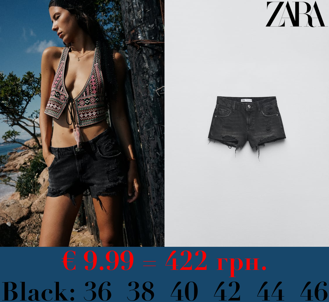 Z1975 DENIM LOW-RISE RIPPED SHORTS