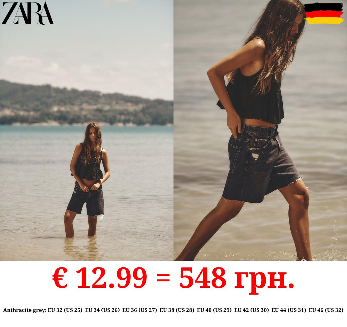 LOOSE FIT DENIM TRF BERMUDA SHORTS