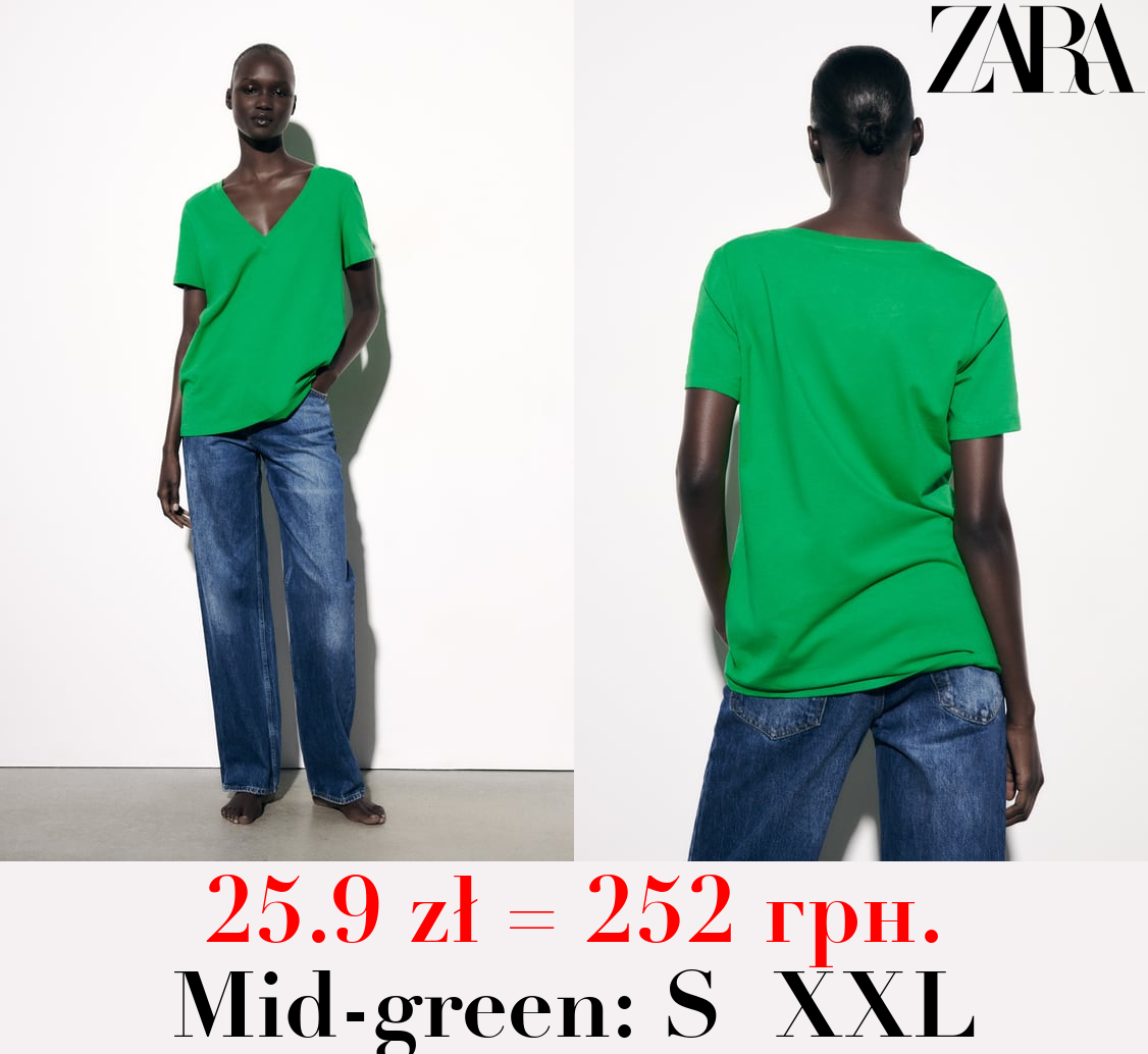 BASIC V-NECK COTTON T-SHIRT