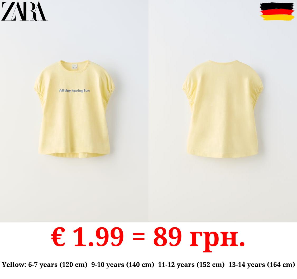 SLUB KNIT T-SHIRT WITH SLOGAN