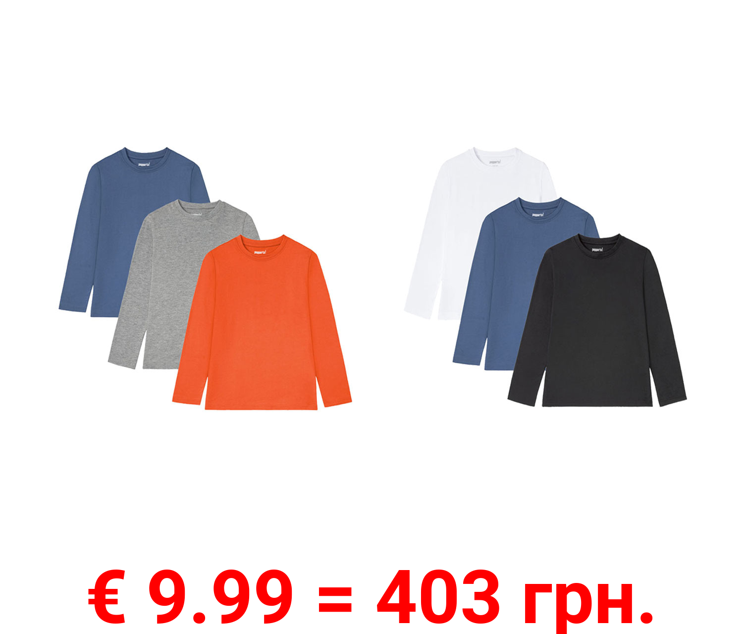 pepperts!® Jungen Langarmshirt, 3 Stück, mit Baumwolle