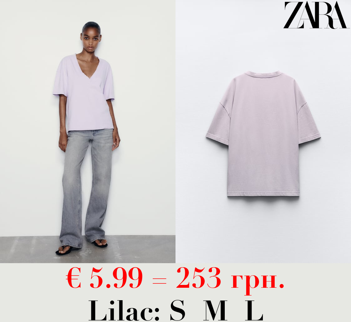 FADED-EFFECT V-NECK T-SHIRT