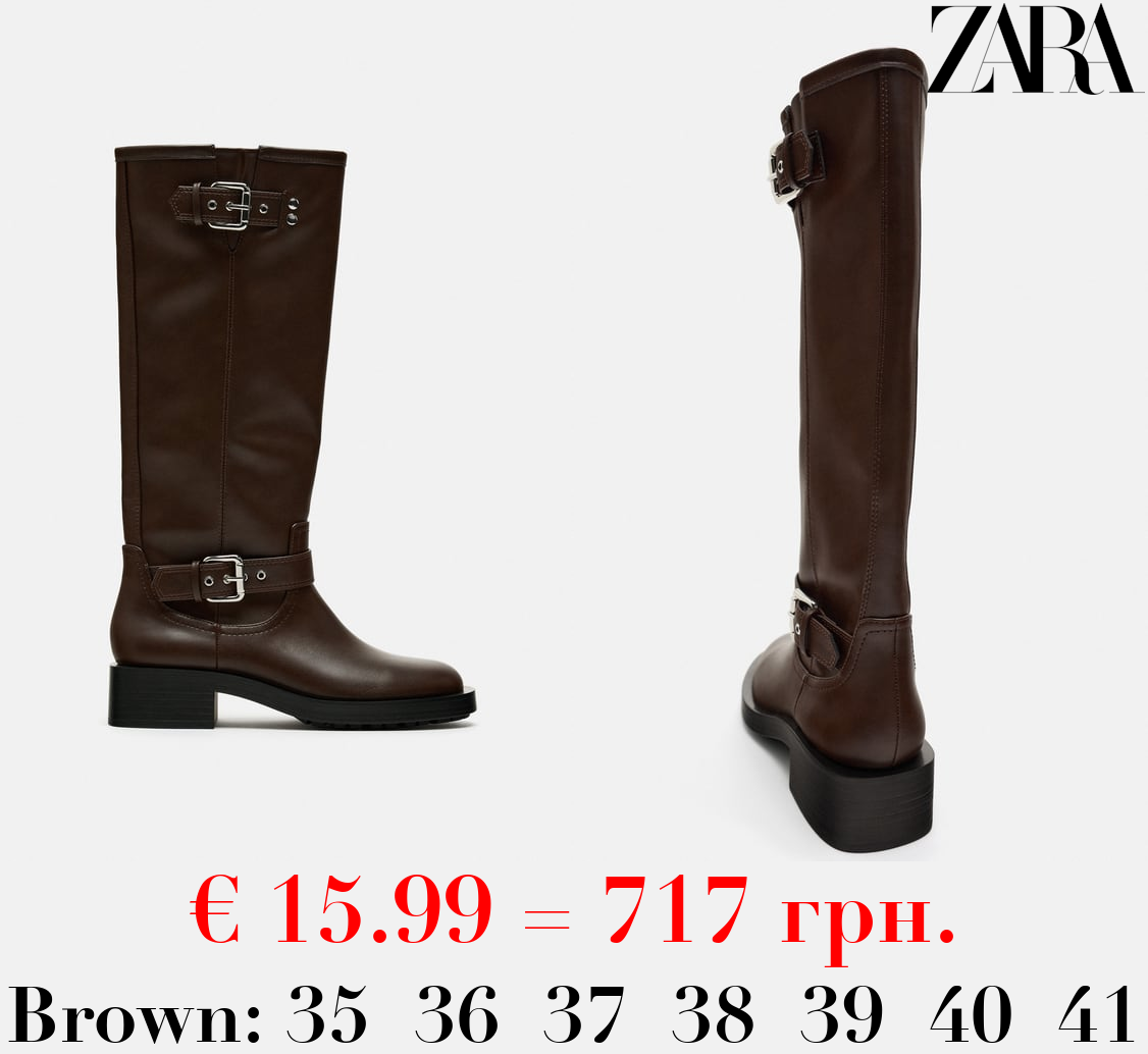 KNEE-HIGH BIKER BOOTS