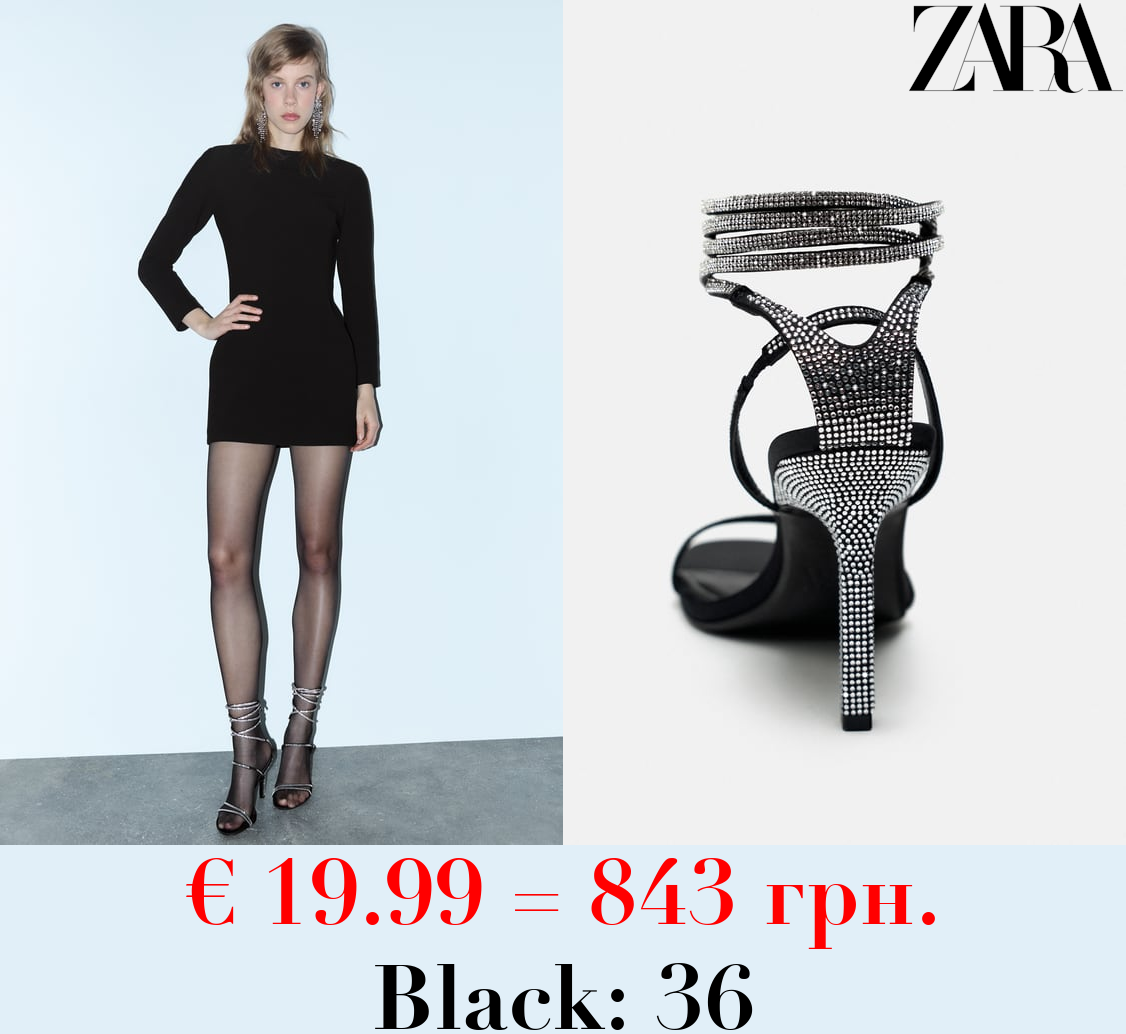 LACE-UP SANDALS WITH RHINESTONES