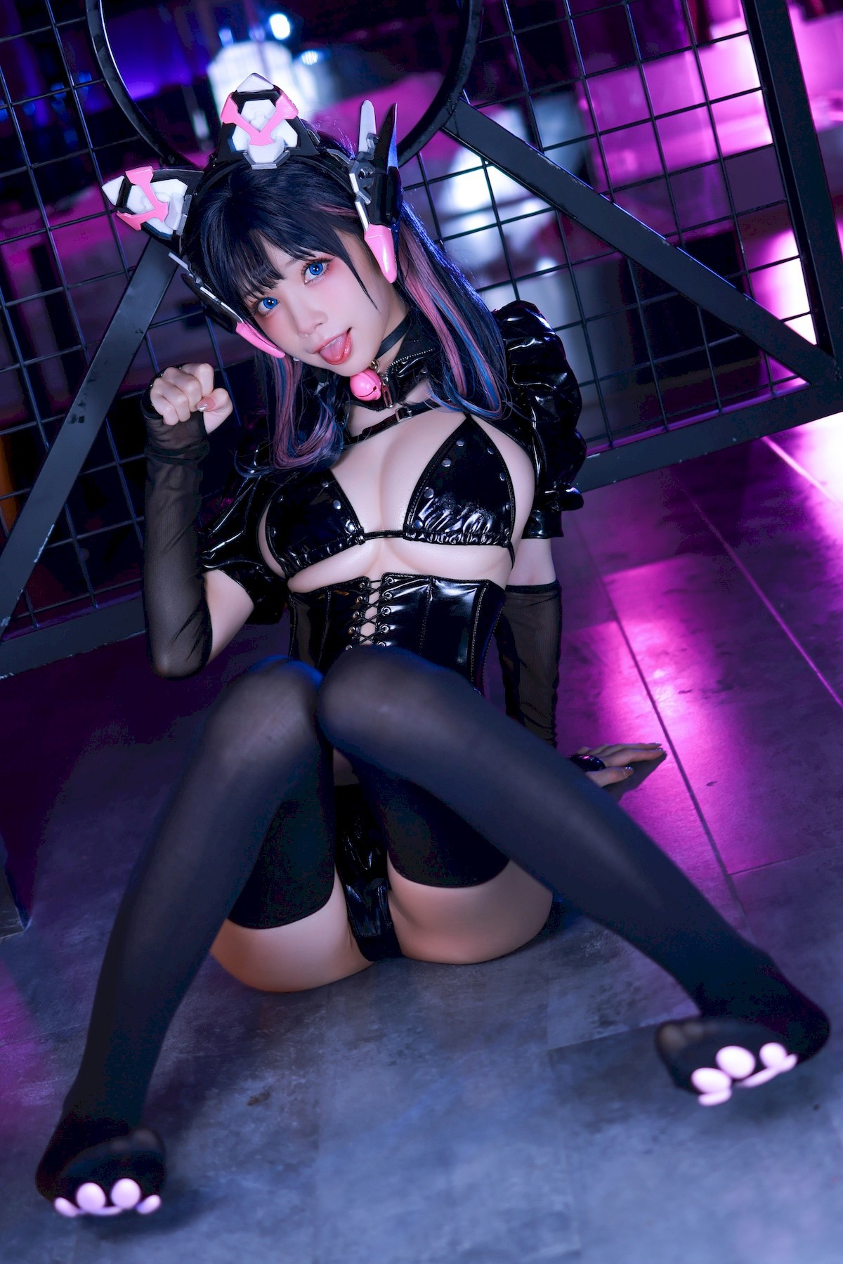 水淼aqua Cosplay 猫咪女郎 粉红猫猫 57