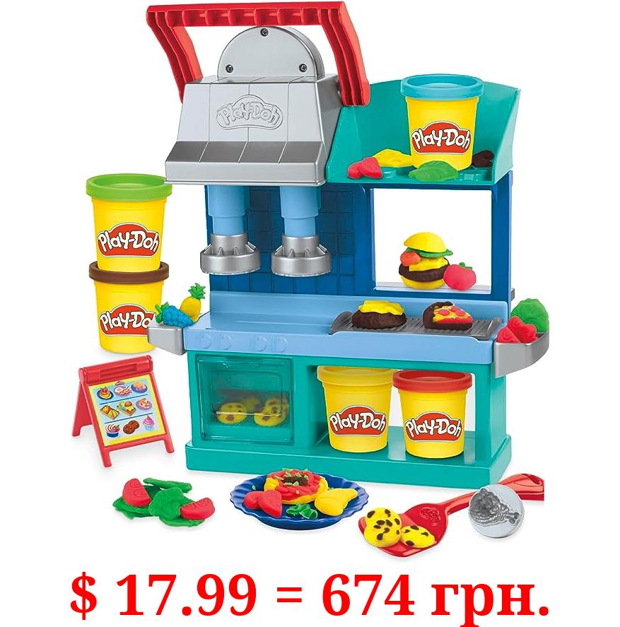 Play-Doh Kitchen Creations Busy Chef's Restaurant Playset, 2-Sided Play Kitchen Set, Cooking Toys for 3 Year Old Girls and Boys and Up