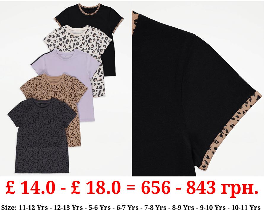 Assorted Animal Print T-Shirts 5 Pack