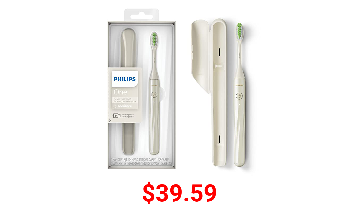 Philips Sonicare One Rechargeable Toothbrush, Snow, 2 Piece Set
