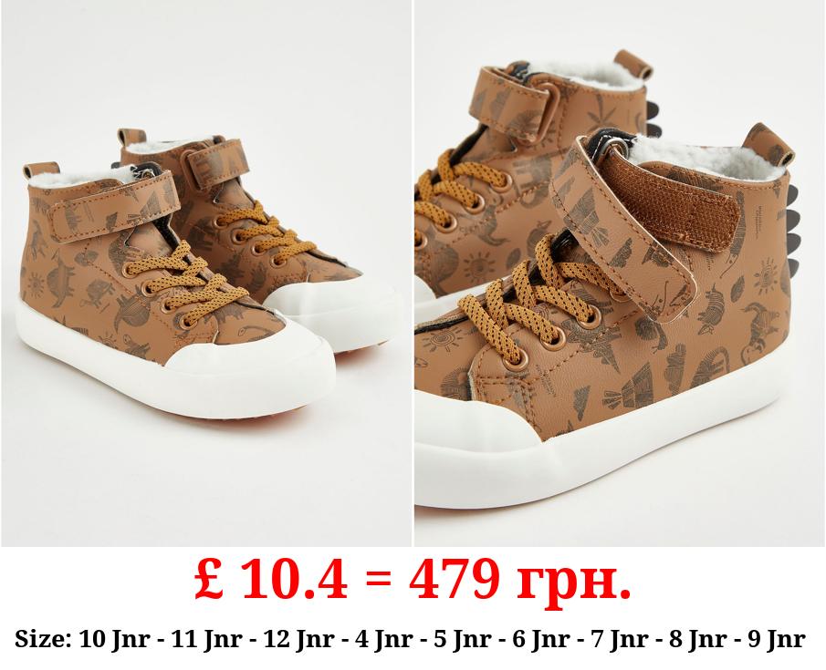 Brown Dinosaur High Top Trainers