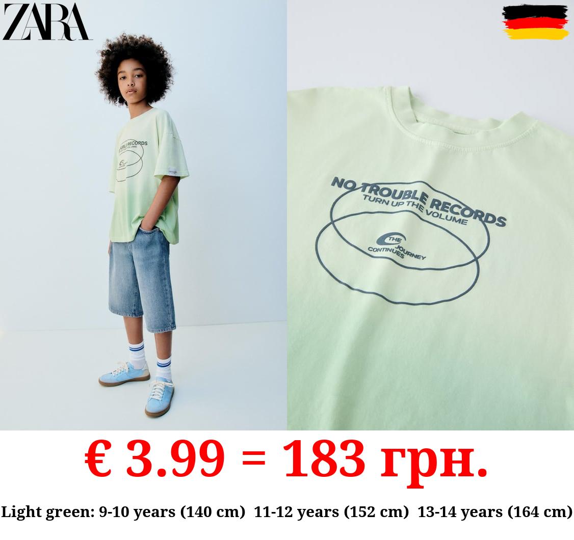 DIP-DYE T-SHIRT WITH SLOGAN