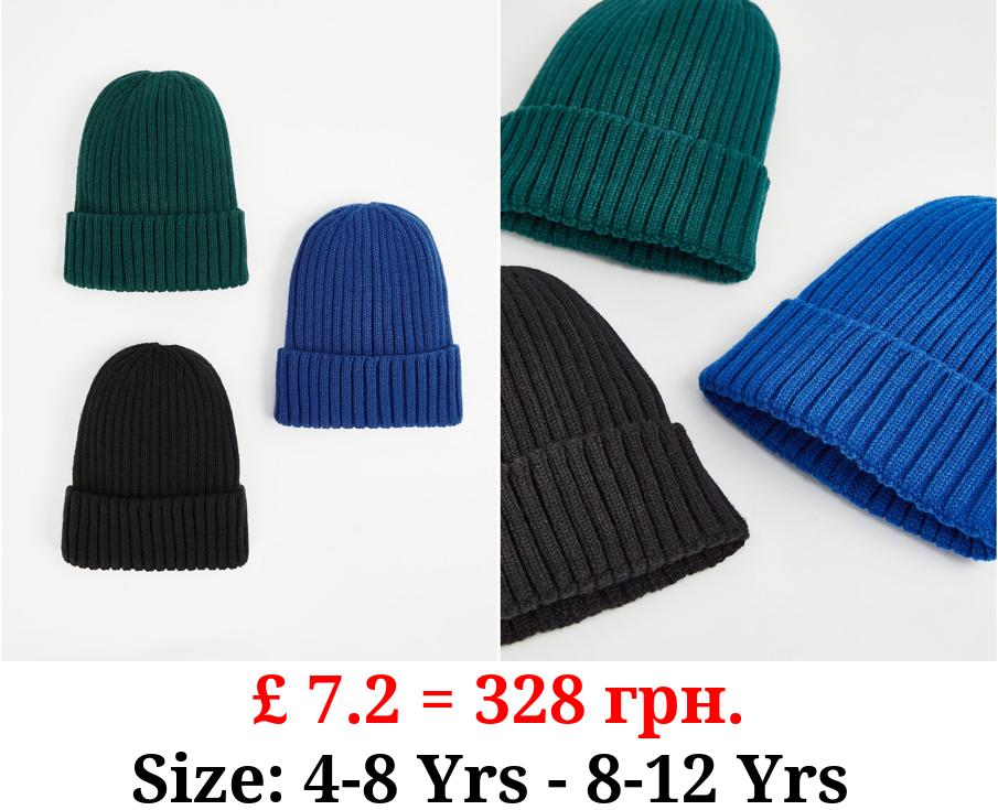 Knitted Beanie Hats 3 Pack