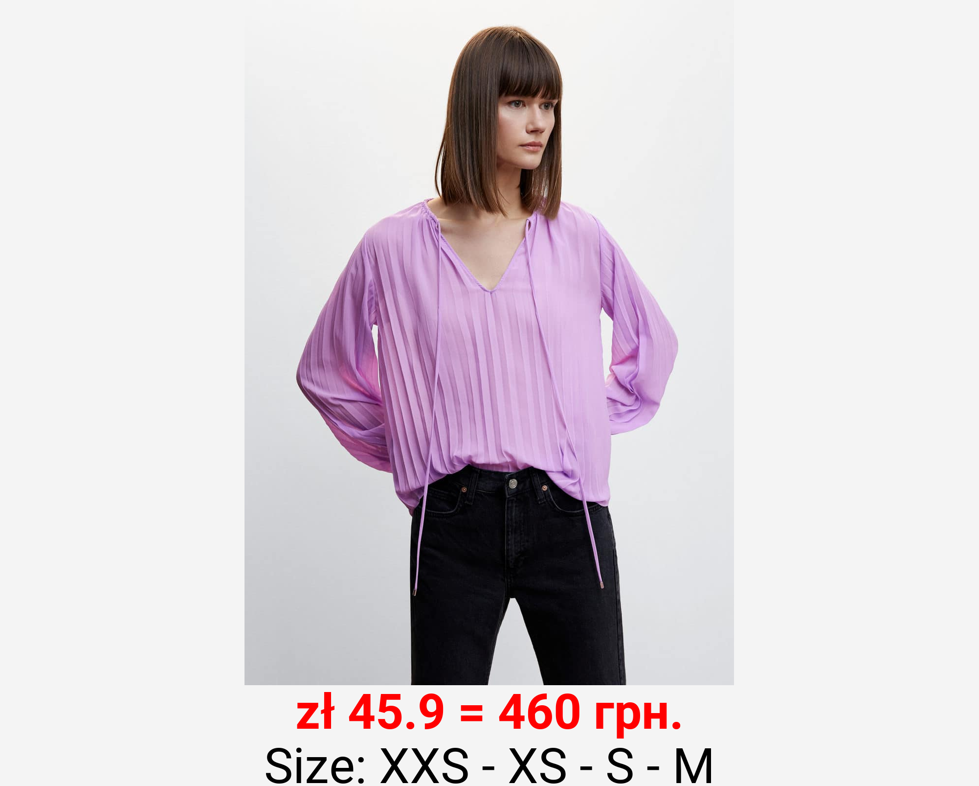 Blusa plisada manga abullonada