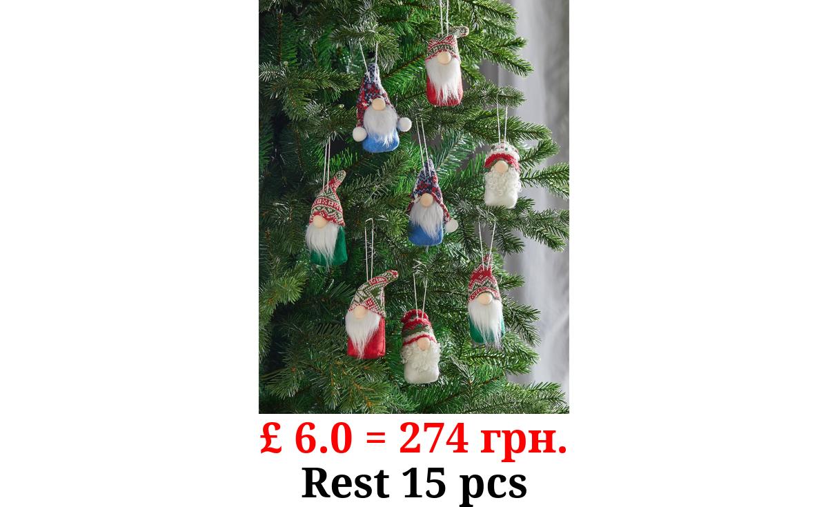 Fabric Gnome Christmas Baubles - Set of 8