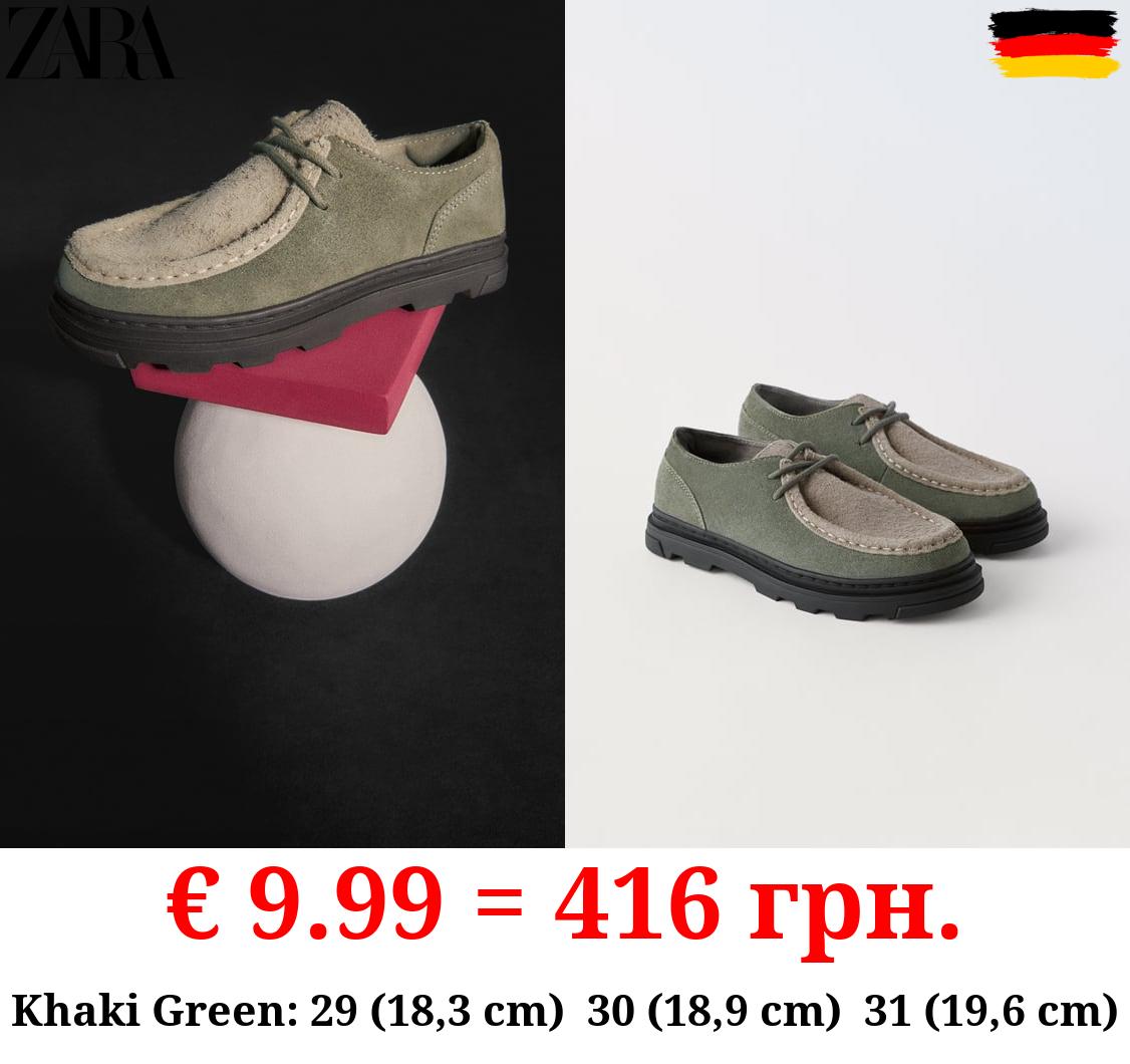 SPLIT SUEDE LACE-UP SHOES