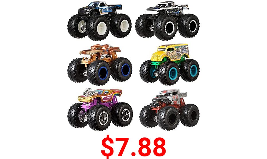 Hot Wheels Monster Trucks 1:64 Scale Die-Cast Demolition Doubles 2-Pack Assortment for Kids age 3 - 8 Years Old, Collectible Toy Truck with BIG Wheels for Crashing and Smashing Styles May Vary