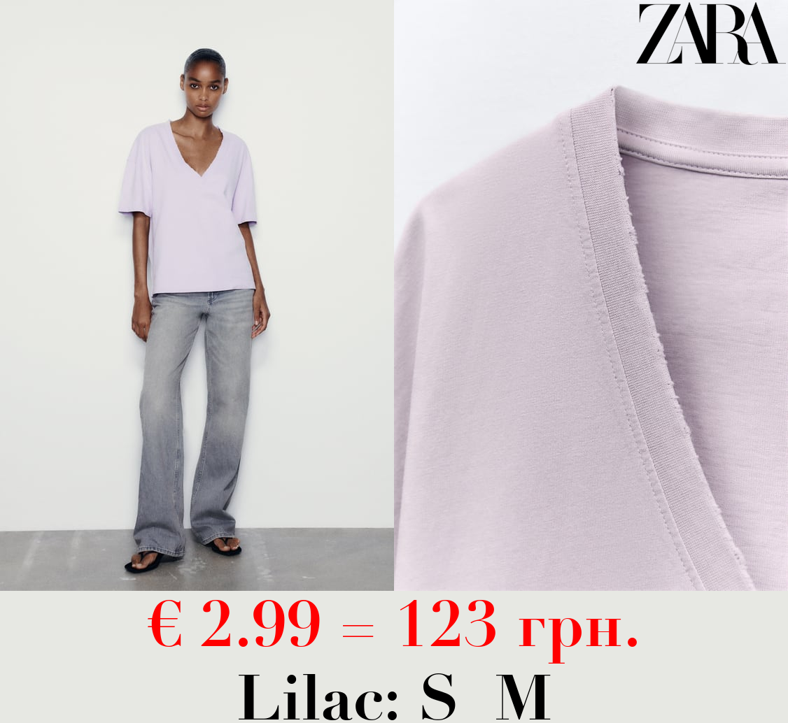 FADED-EFFECT V-NECK T-SHIRT