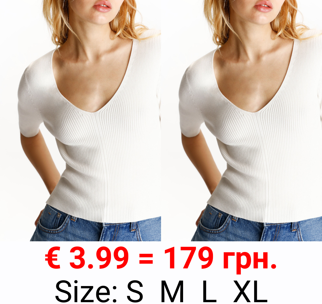 V-neck ribbed T-shirt