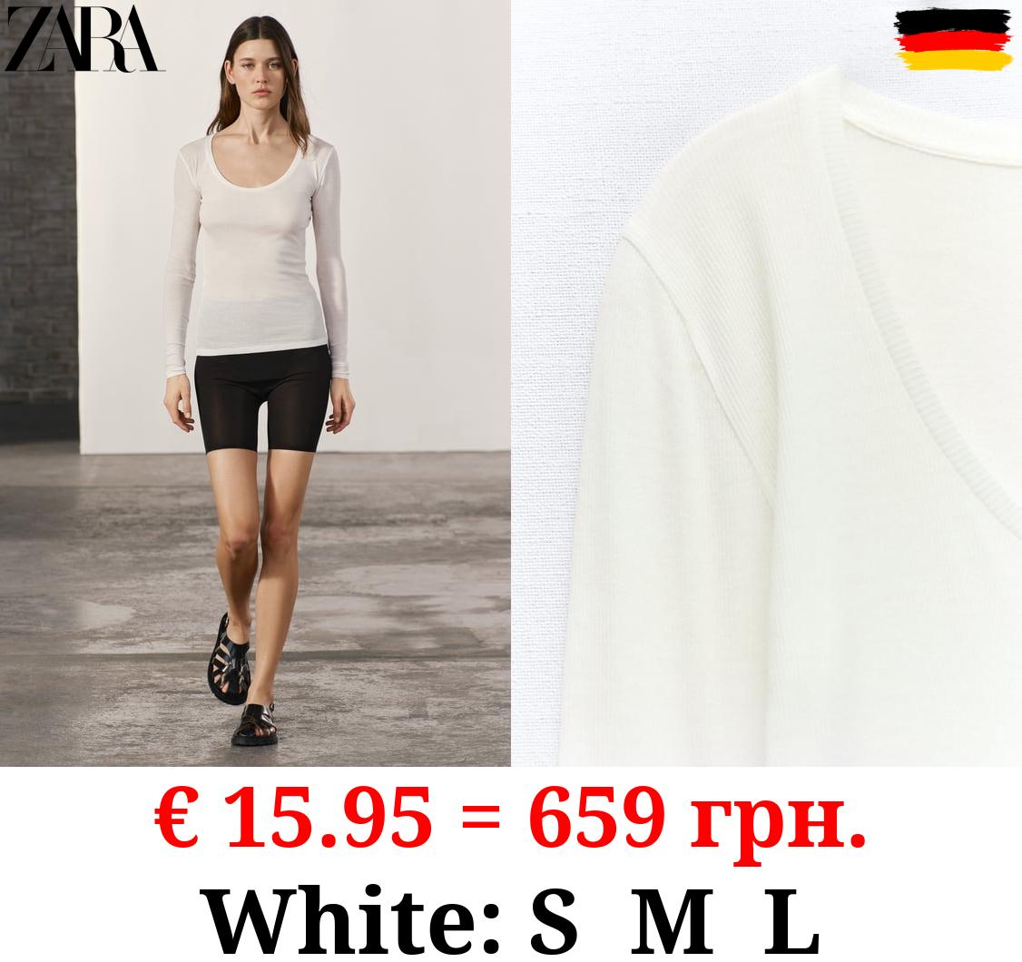 SEMI-SHEER MICRO-RIBBED TOP