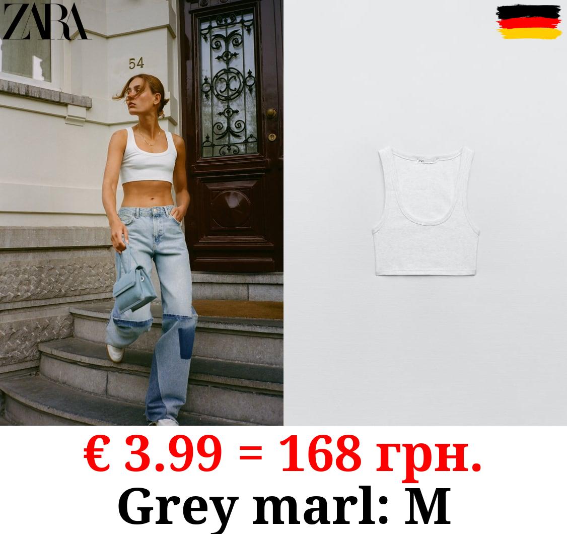 CROPPED RIBBED T-SHIRT