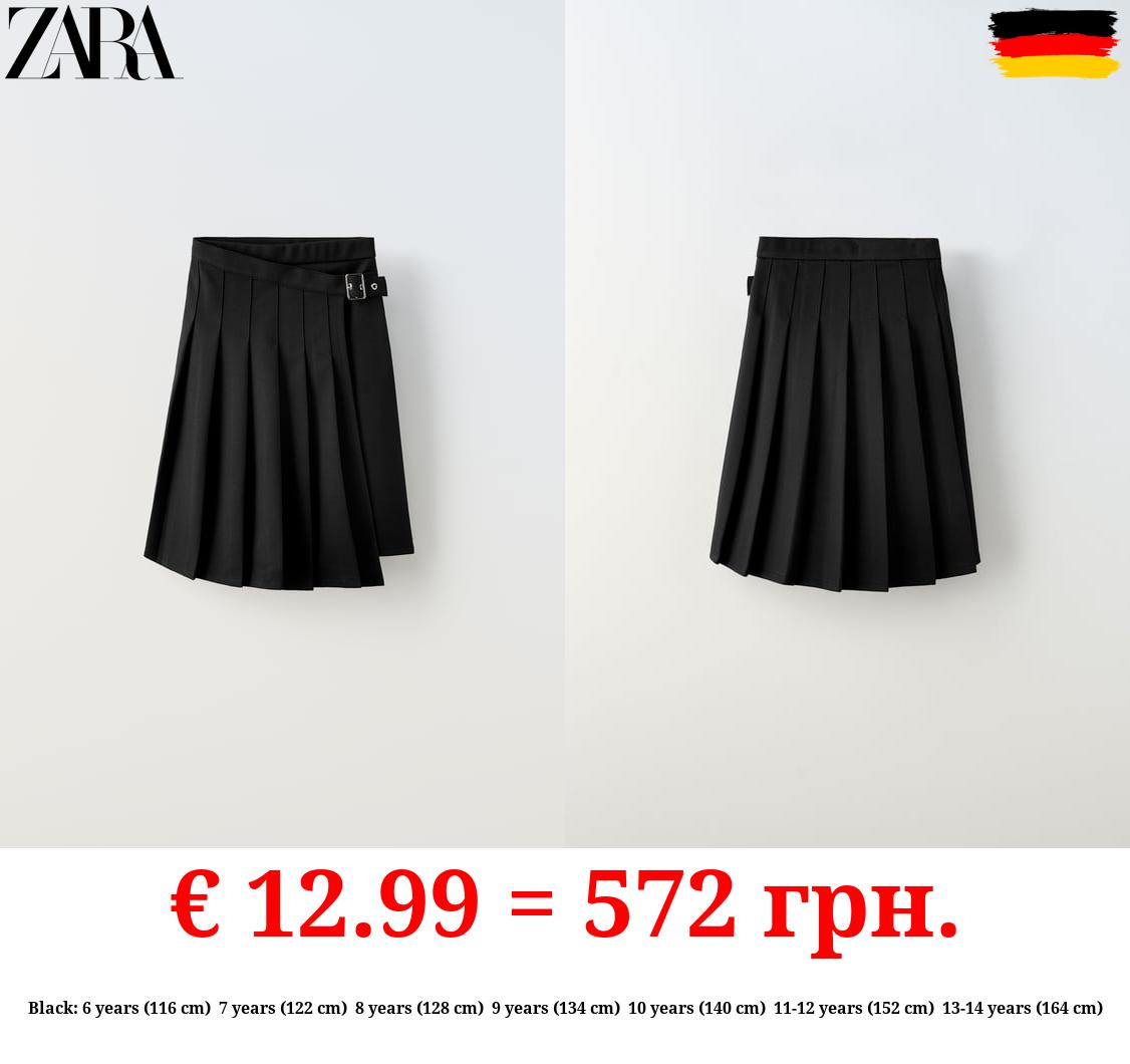 BOX PLEAT MIDI SKIRT WITH BUCKLE