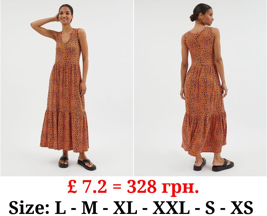 Orange Animal Print Maxi Dress