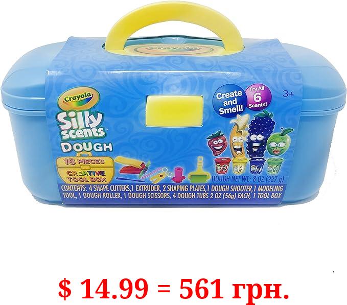 Crayola Silly Scents Dough Activity Toolbox | 4 Colors of Scented Playdough Tubs; 11 Kids Tools; 1 Toolbox for Storage for Toddlers, Play Dough Travel Kits, and Holiday Activity Set