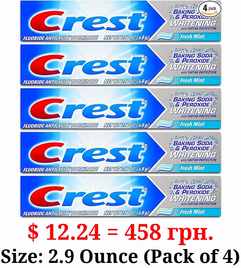 Crest Baking Soda Peroxide Whitening Tartar Toothpaste, 2.4 Oz, Fresh Mint, Pack of 5