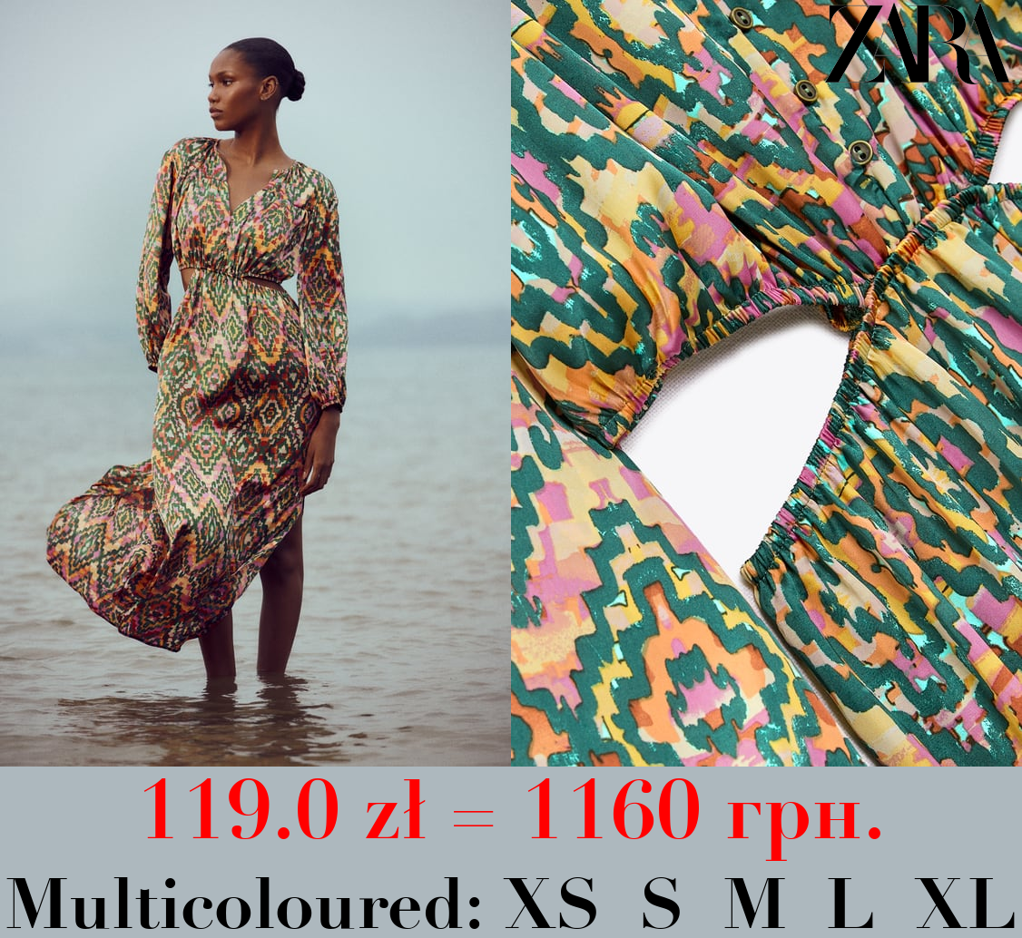 PRINTED MIDI DRESS WITH CUT-OUT DETAIL