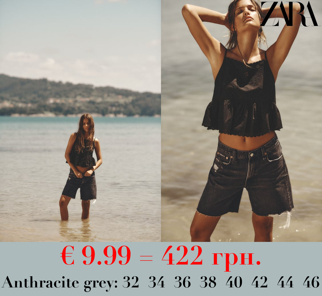 LOOSE FIT DENIM TRF BERMUDA SHORTS