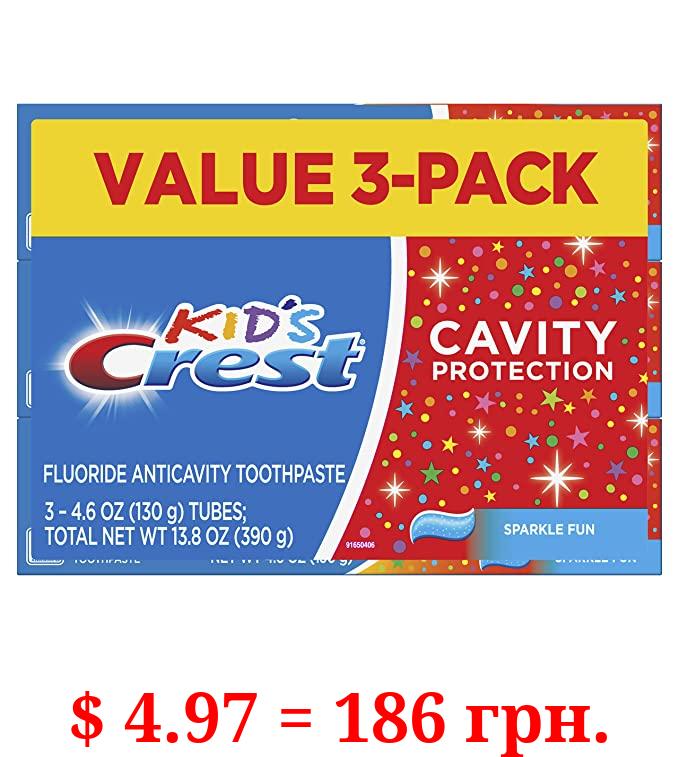 Crest Kid's Cavity Protection Toothpaste (children and toddlers 2+), Sparkle Fun, 4.6 Oz (Pack of 3)