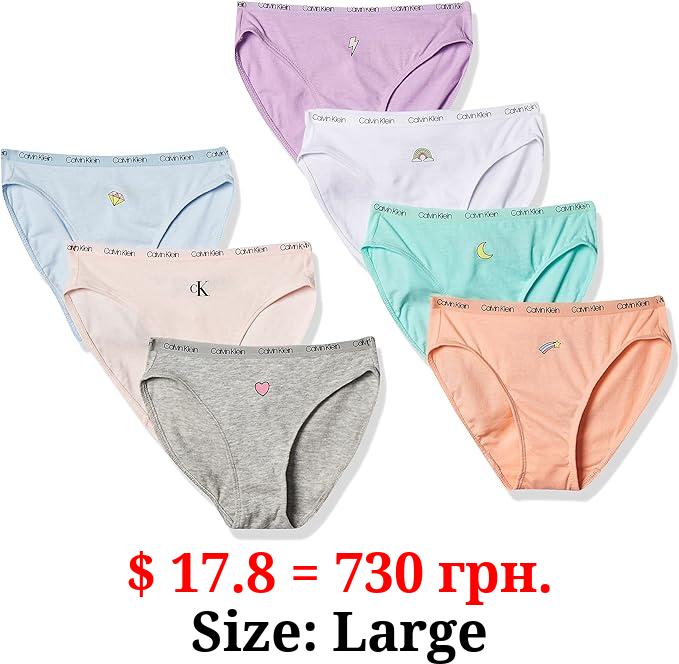 Calvin Klein Girls' Cotton Underwear Bikini Panties, 7 Pack