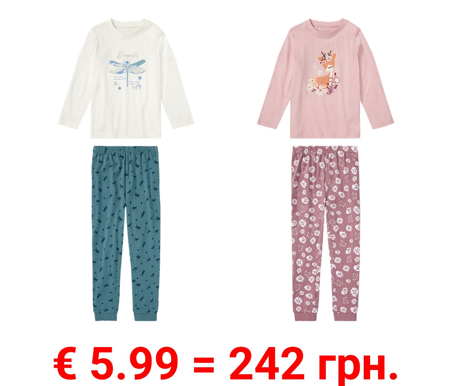 lupilu® Kleinkinder Pyjama, Druck leuchtet im Dunkeln