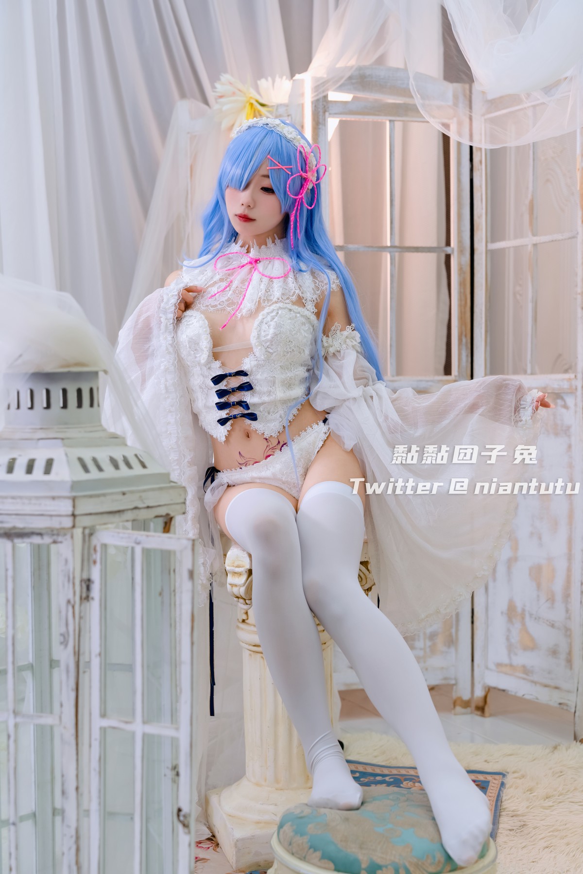 Cosplay 黏黏团子兔 长发蕾姆 14