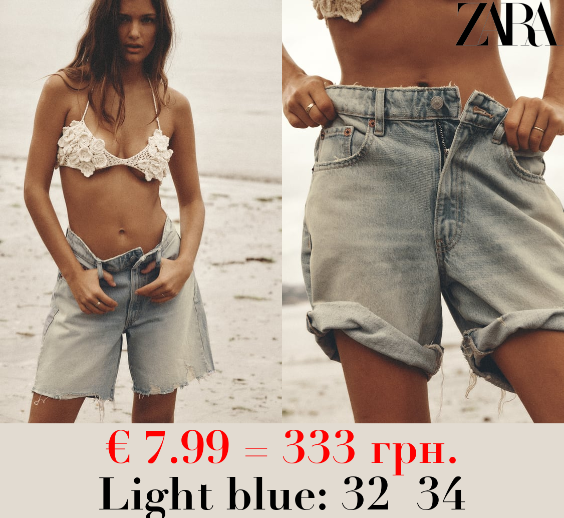 LOOSE FIT DENIM TRF BERMUDA SHORTS