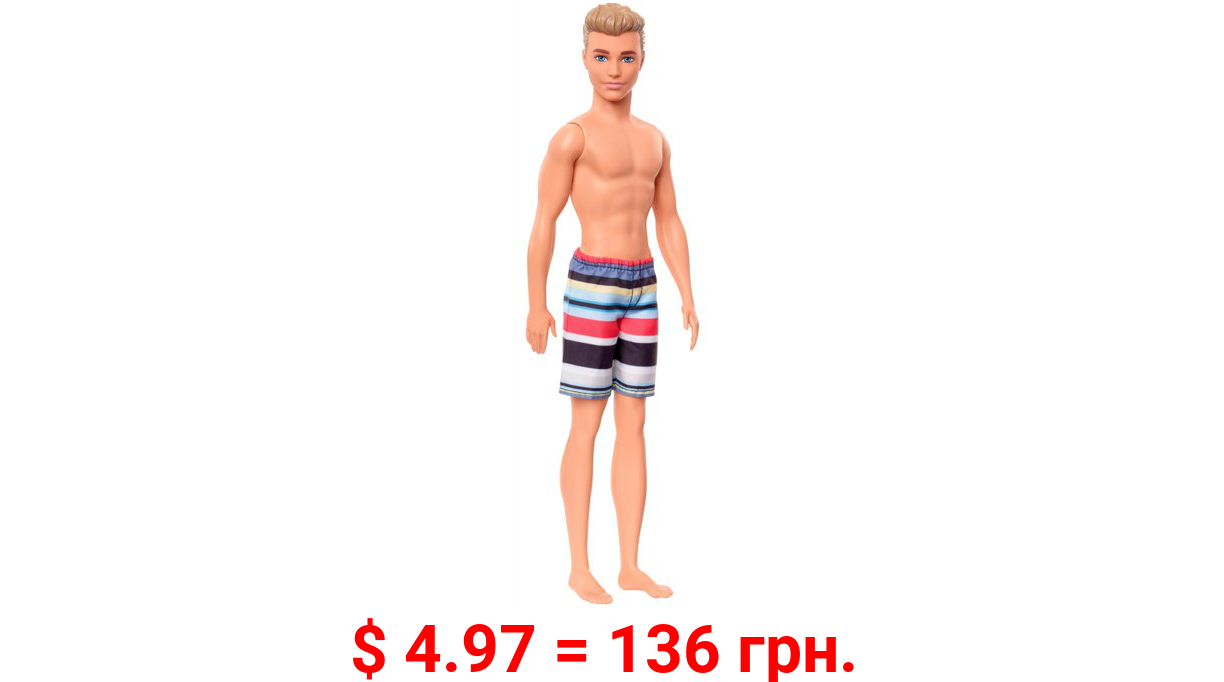 ​Barbie Ken Beach Doll Wearing Striped Swimsuit, for Kids 3 to 7 Years Old