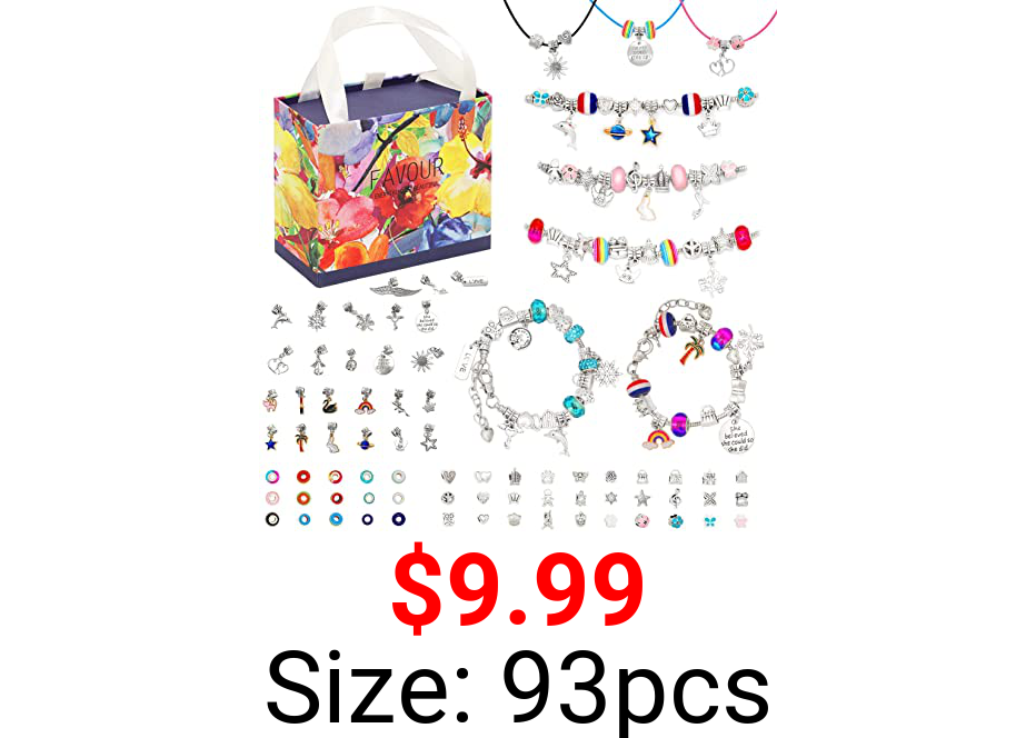 Beostar 93pcs Charm Bracelet Making Kit, DIY Beaded Jewelry Making Kits Supplies with Necklace Cord Snake Chain and Gift Storge Box, Best Gift for Girls Teens on Birthday