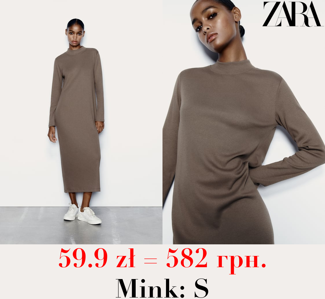 RIBBED MOCK-NECK DRESS