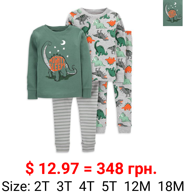 Child of Mine By Carter's Baby Boys & Toddler Boys Snug Fit Cotton Long Sleeve Pajamas 4pc Set (12M-5T)