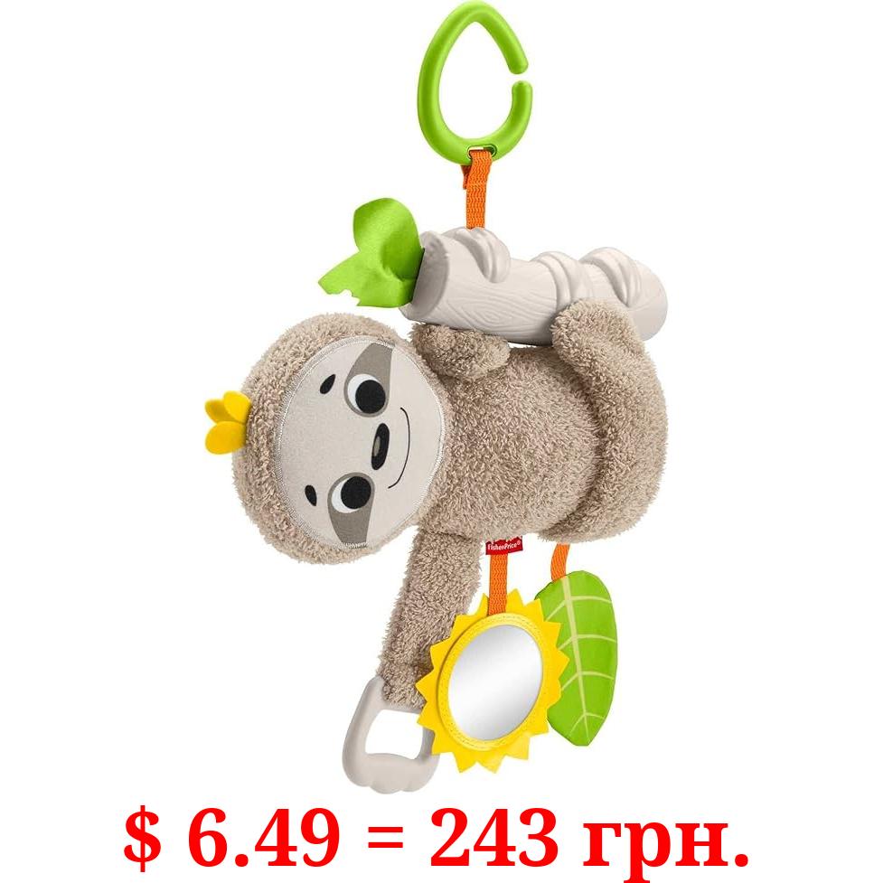 Fisher-Price Baby Toy Slow Much Fun Stroller Sloth With Motion & Sensory Details For Newborn Take-Along Play