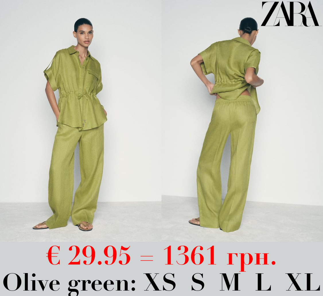 100% LINEN STRAIGHT TROUSERS