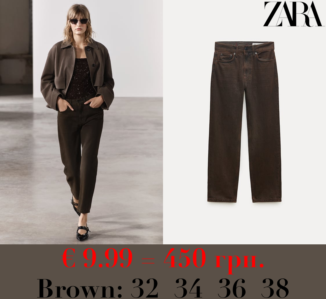 ZW COLLECTION STRAIGHT-LEG MID-RISE CROPPED JEANS