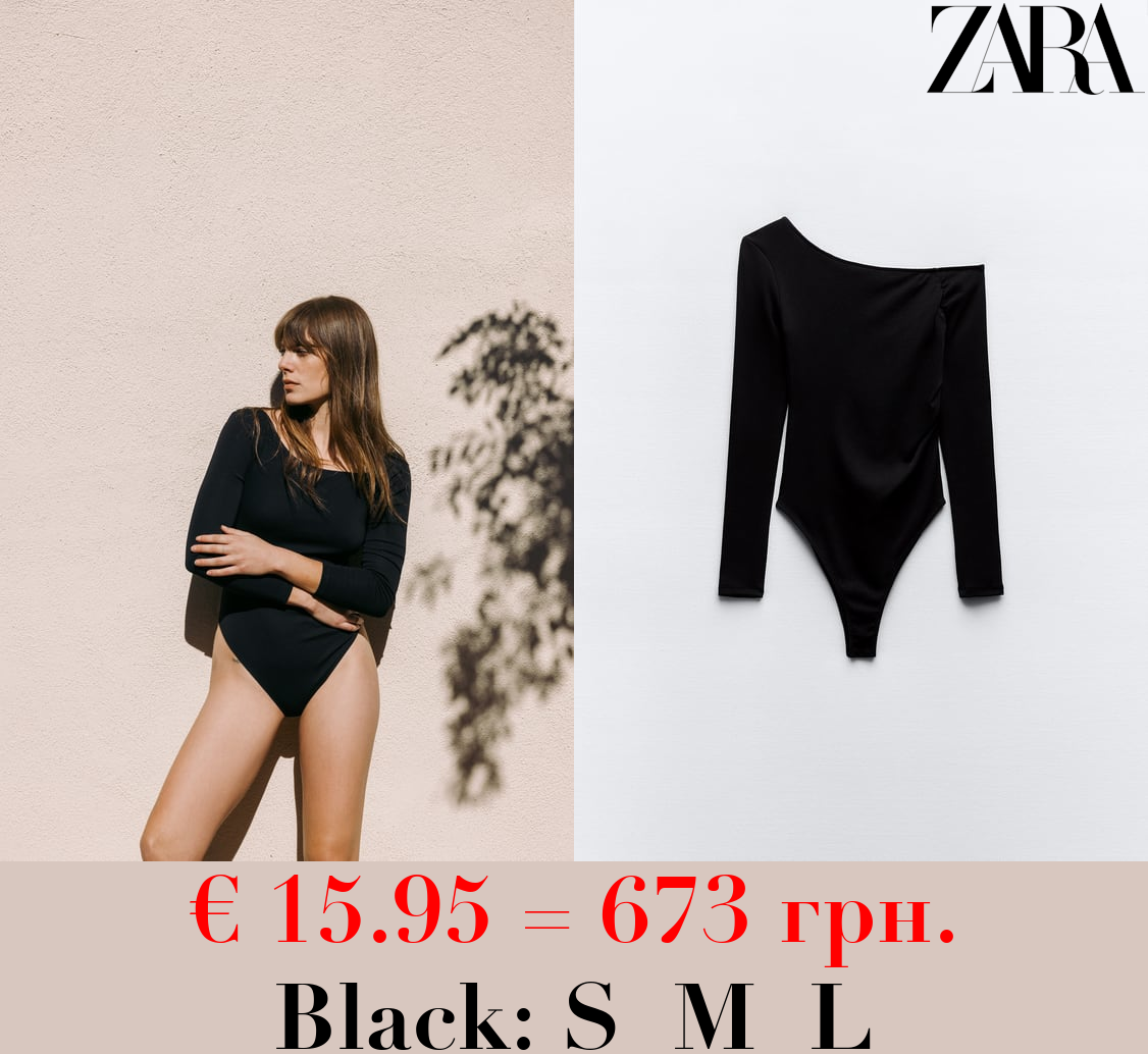 ASYMMETRIC DRAPED BODYSUIT