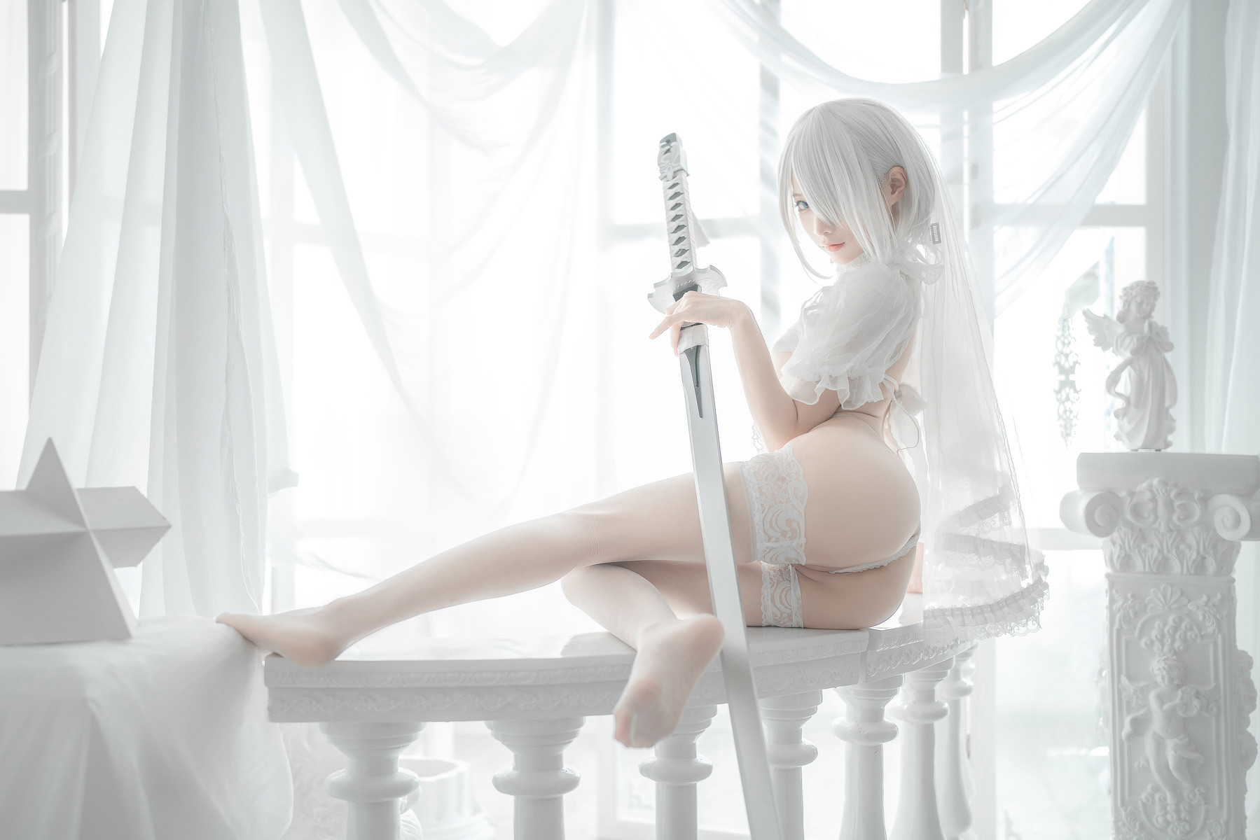 蠢沫沫 Cosplay 2B 白婚纱 22