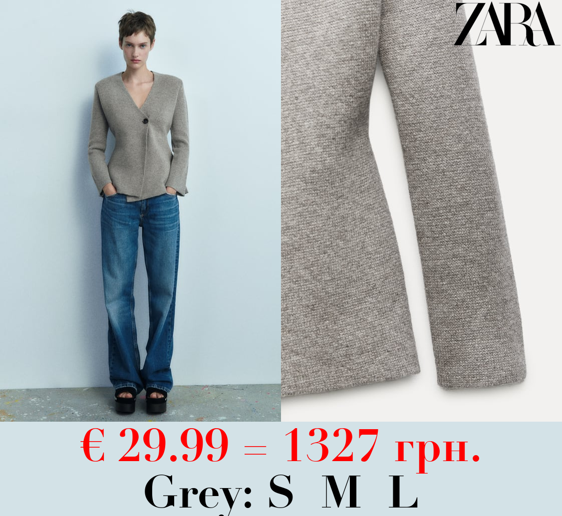 PEPLUM WOOL BLEND KNIT BLAZER