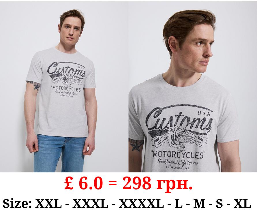 Light Grey Tiger Customs Motorcycle T-Shirt