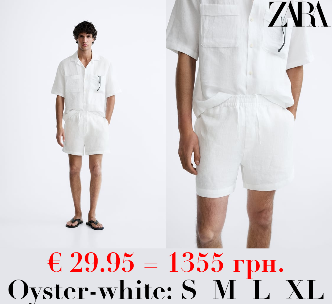 100% LINEN BERMUDA SHORTS