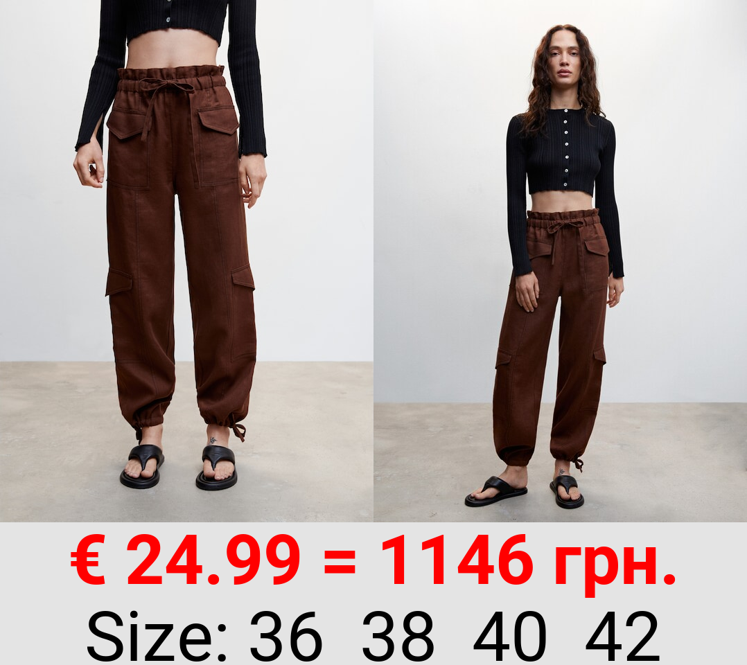 Pantalón lino estilo cargo