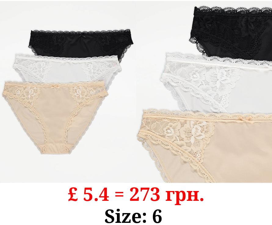 Lace High Leg Knickers 3 Pack